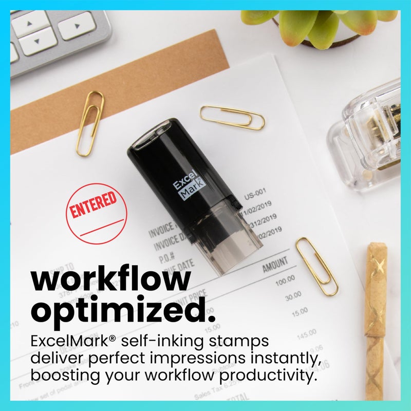 ExcelMark Entered - Self-Inking Rubber Stamp - A17 Red Ink - Image 2